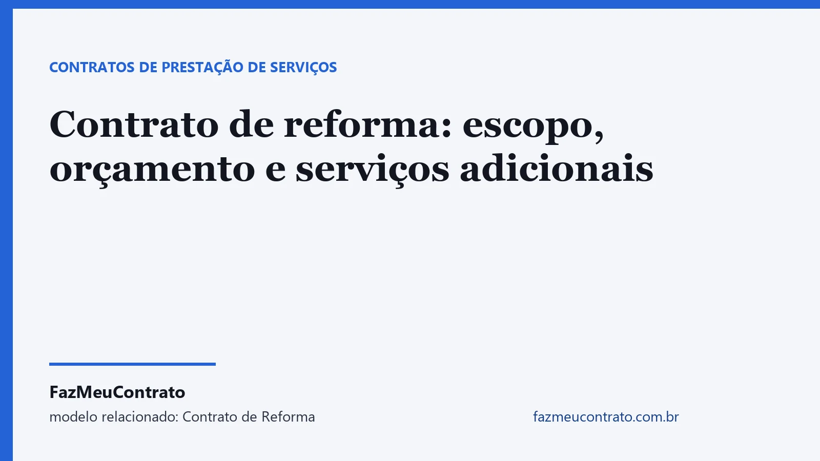 Capa editorial sobre contrato de reforma